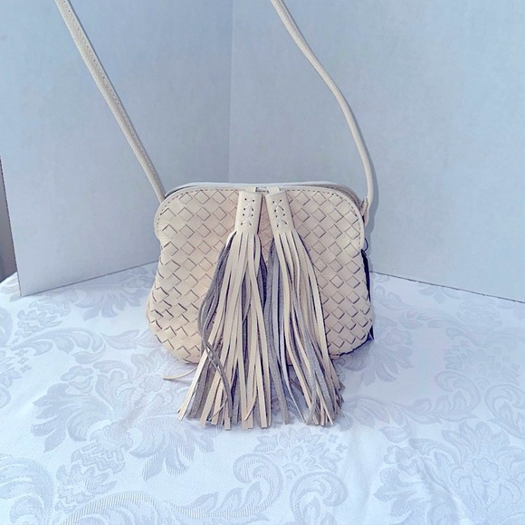 Chico's Handbags - NWT Chico’s Woven leather crossbody bag Alabaster off white